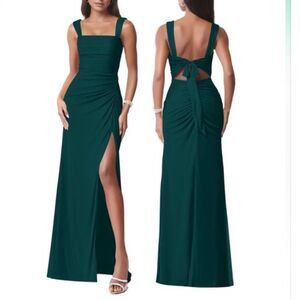 NWT Gorgeous Dark Green Sz L (8-10) Tank Stretched Evening Maxi Long Gown Dress